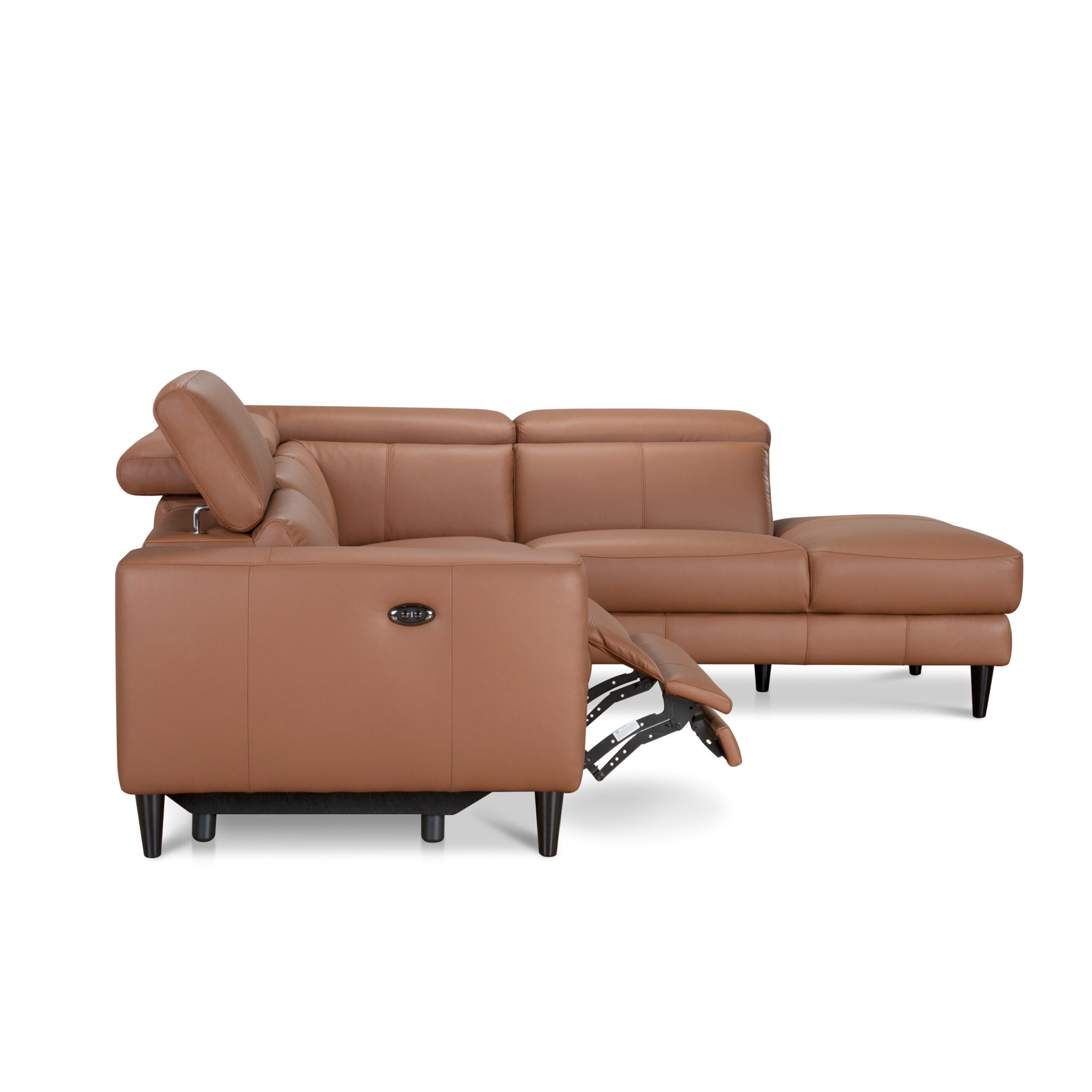 Aleksi L-Shape Leather Electric Sofa with USB Port