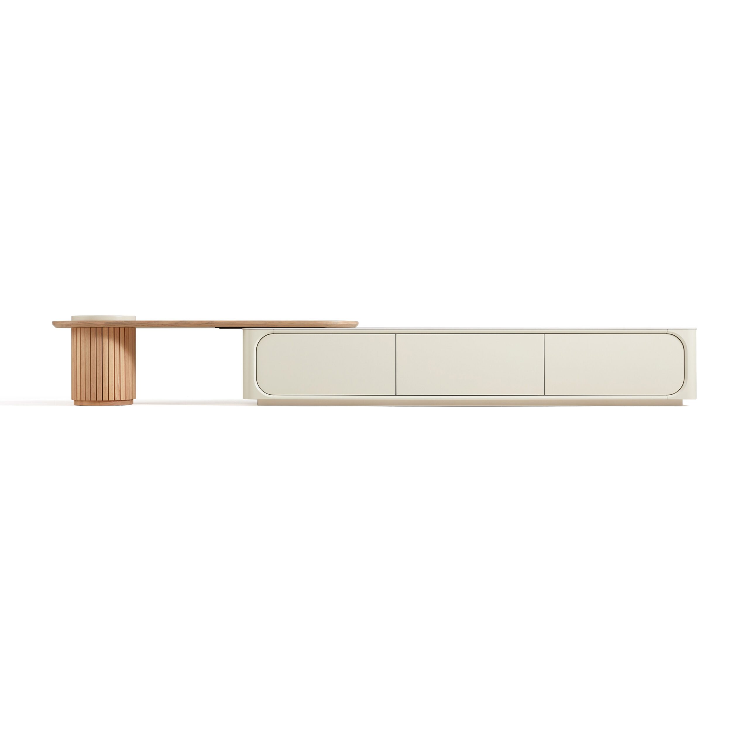 Wendell Extendable TV Console – Off-White Sintered Stone