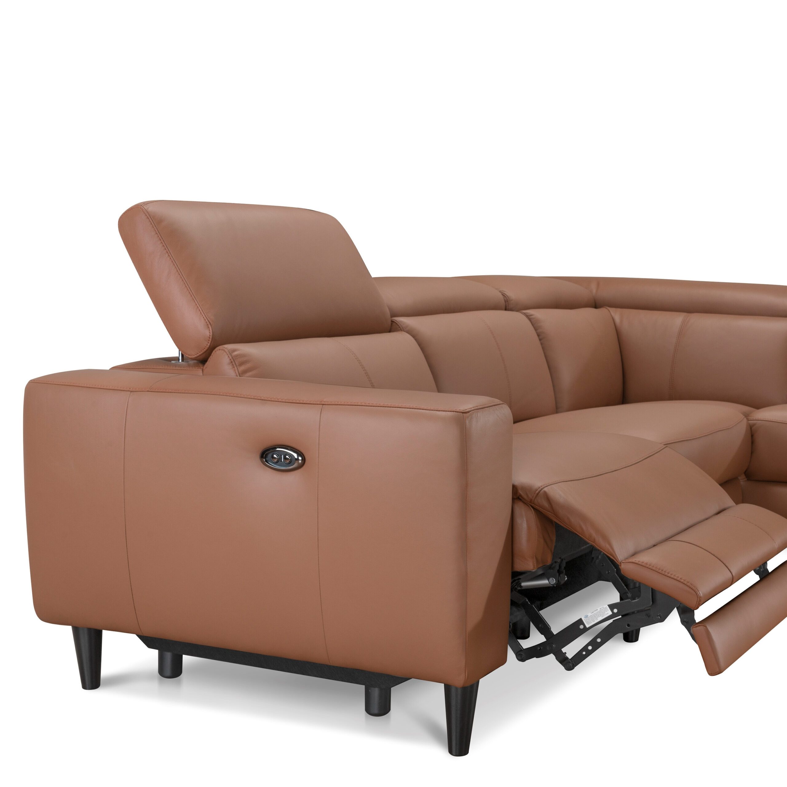 Aleksi L-Shape Leather Electric Sofa with USB Port
